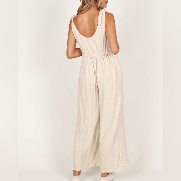 Petal & Pup Ayla Linen Jumpsuit Oatmeal - Picture 6 of 11